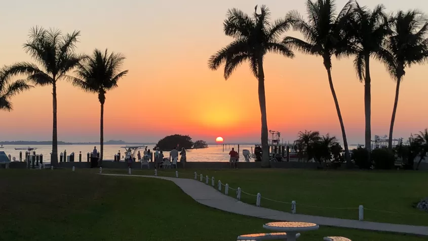 Sunset view out to ocean